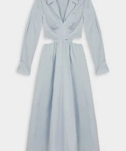 Self-Portrait Just In Blue Cotton Cut-Out Dress In Light Blue