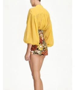 ZIMMERMANN Bonita Lace Up Short Chocolate Floral