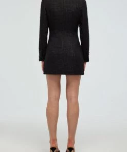 Self-Portrait Boucle Mini Dress In Black Just In