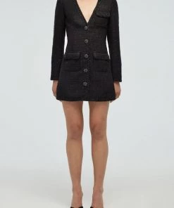 Self-Portrait Boucle Mini Dress In Black Just In
