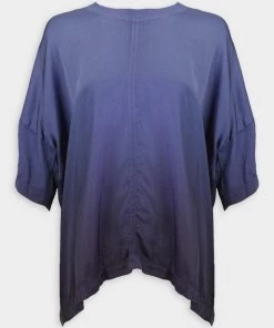 Raquel Allegra Just In Boxy Tee In Indigo Dip Dye