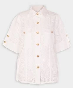 3.1 Phillip Lim Just In Broderie Anglaise Combo T-Shirt In White