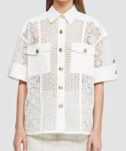 3.1 Phillip Lim Just In Broderie Anglaise Combo T-Shirt In White