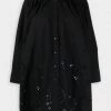 GANNI Broderie Anglaise Shirt Mini Dress In Black Just In