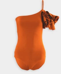Maygel Coronel Bruma One-Piece Bathing Suit In Orange Brick Just In