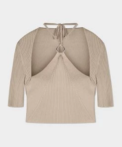 Jonathan Simkhai Brynne Sleeveless Halter Tie Top In Rosemary Just In