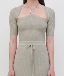 Jonathan Simkhai Brynne Sleeveless Halter Tie Top In Rosemary Just In