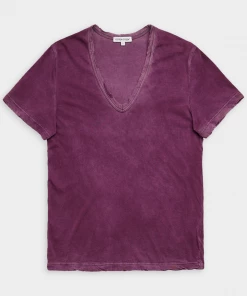 COTTON CITIZEN Just In Standard V-Neck In Vintage Plum