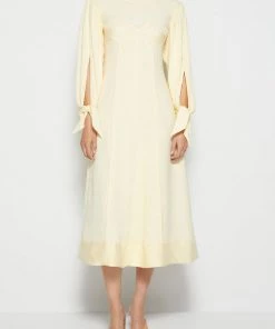 Jonathan Simkhai Cailee Midi Dress In Buttercream Just In