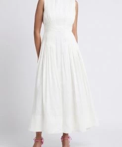 Aje. Just In Caliente High Neck Midi Dress In Ivory