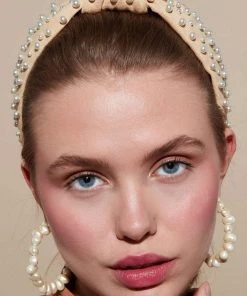 Lele Sadoughi Camel Woven Multi Pearl Knotted Headband Bags & Accessories