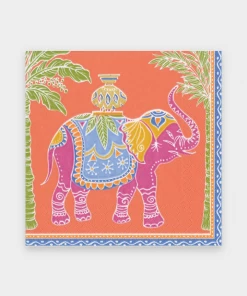 Caspari Royal Elephant Paper Luncheon Napkins In Orange Just In