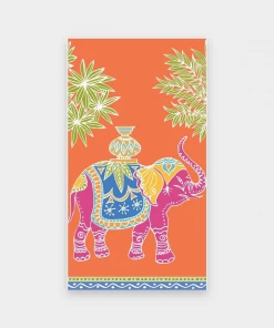 Caspari Home & Beauty Royal Elephant Paper Guest Towel Napkins In Orange