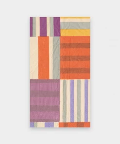 Caspari Striped Patchwork Paper Guest Towel Napkins In Purple