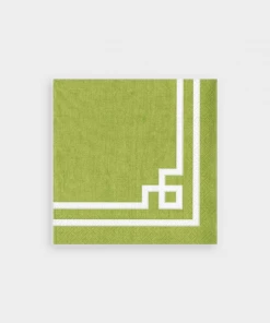 Caspari Rive Gauche Paper Cocktail Napkins In Moss Green