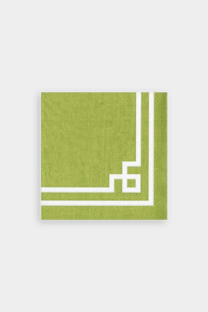 Caspari Rive Gauche Paper Cocktail Napkins In Moss Green 1 Caspari Rive Gauche Paper Cocktail Napkins In Moss Green