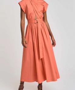 Derek Lam 10 Crosby Just In Celeste Wrap Dress In Coral