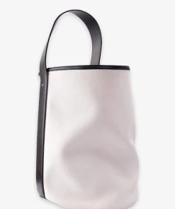 Olivia Vintage Celine Beige Canvas Shoulder Bag With Black Leather Strap