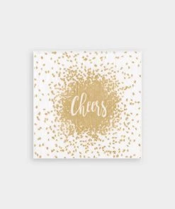 Caspari Just In Cheers Paper Cocktail Napkins In Gold