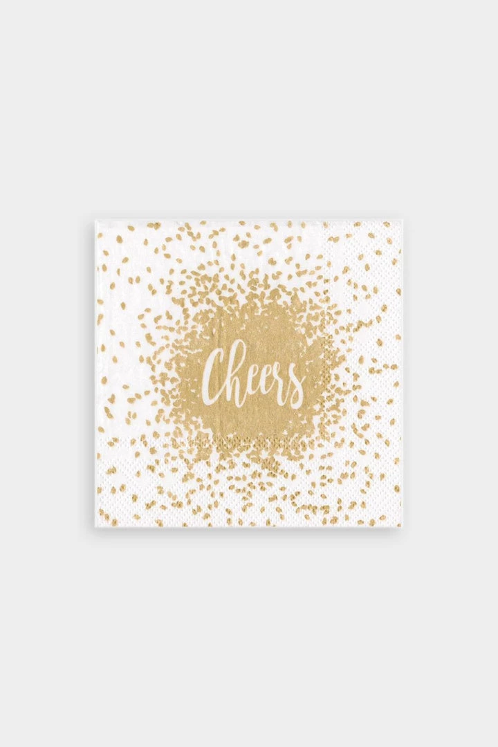Caspari Just In Cheers Paper Cocktail Napkins In Gold 1 Caspari Just In Cheers Paper Cocktail Napkins In Gold