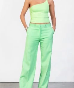 GAUGE81 Just In Chize One-Shoulder Knit Ribbed Top In Pistachio