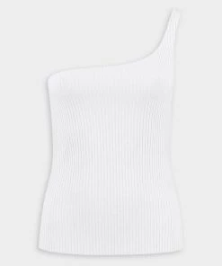 GAUGE81 Chize One-Shoulder Knit Ribbed Top In White
