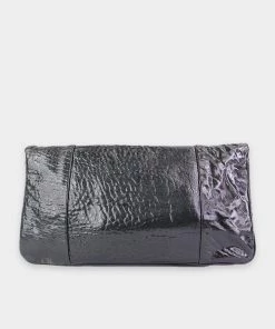 Olivia Vintage Chloe Dark Green Patent Leather Medium Clutch