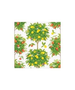 Caspari Citrus Topiaries Paper Cocktail Napkins In White