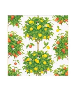 Caspari Just In Citrus Topiaries Paper Luncheon Napkins In White