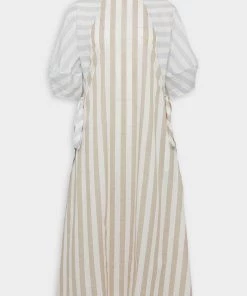 Lara Krude Clara Dress In Light Brown Bold Stripes Just In