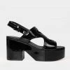 Clergerie Clint Slingback Platform Sandals In Black Patent Just In