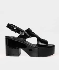 Clergerie Clint Slingback Platform Sandals In Black Patent Just In