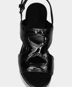 Clergerie Clint Slingback Platform Sandals In Black Patent Just In