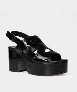 Clergerie Clint Slingback Platform Sandals In Black Patent Just In