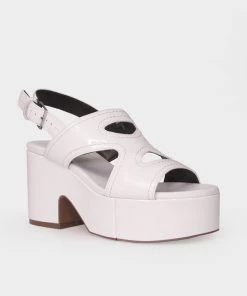 Clergerie Just In Clint Slingback Platform Sandals In White Patent