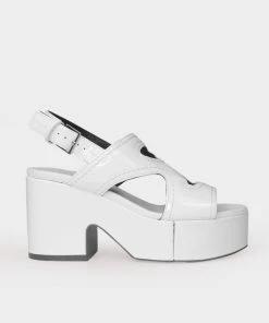 Clergerie Just In Clint Slingback Platform Sandals In White Patent