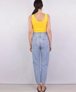 Enza Costa Compact Rib Scoop Tank In Mango Just In