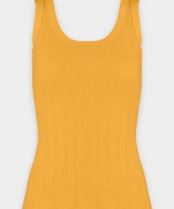 Enza Costa Compact Rib Scoop Tank In Mango Just In