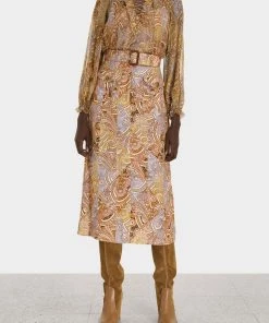ZIMMERMANN Concert A-Line Skirt In Patchwork Paisley Featured Designers