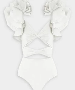 Maygel Coronel Coral One-Piece Swimsuit In Off White