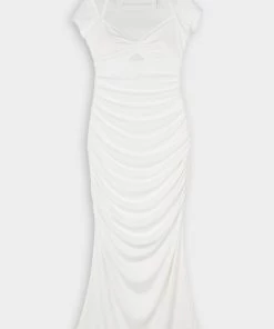 Jonathan Simkhai Standard Coral Rib Jersey Cap Sleeve Midi Dress In White