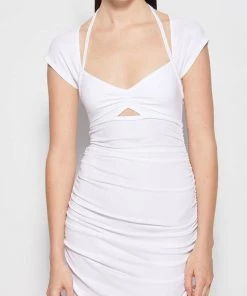 Jonathan Simkhai Standard Coral Rib Jersey Cap Sleeve Midi Dress In White