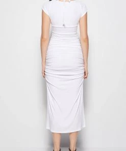 Jonathan Simkhai Standard Coral Rib Jersey Cap Sleeve Midi Dress In White