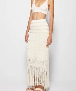Jonathan Simkhai Just In Cordelia Compact Macrame Midi Skirt In Ivory