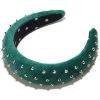 Lele Sadoughi Corduroy Studded Headband Metallic Emerald Bags & Accessories