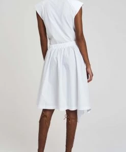 Derek Lam 10 Crosby Corey Mixed Media Sleeveless Dress In White Just In