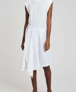 Derek Lam 10 Crosby Corey Mixed Media Sleeveless Dress In White Just In