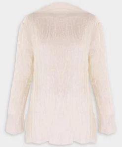 Gia Studios Just In Crinkled High Neck Top In Cream