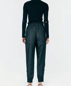 Tibi Crispy Nylon Paper Bag Felix Jogger In Black Just In