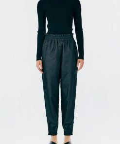 Tibi Crispy Nylon Paper Bag Felix Jogger In Black Just In